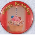 1.5" Stock Buttons (Happy Birthday) - Cupcake